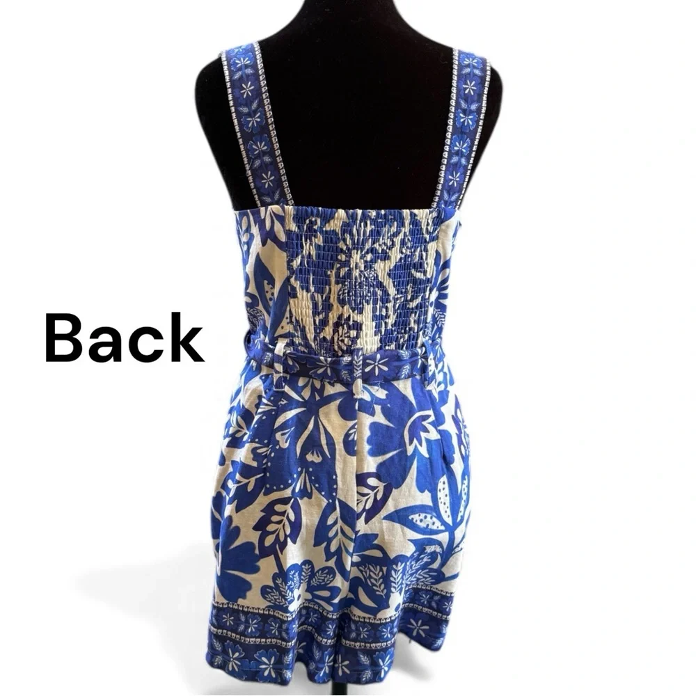 Rachel Zoe NWT Floral Romper Blue White 100% Cotton Size 10 - Picture 4 of 7